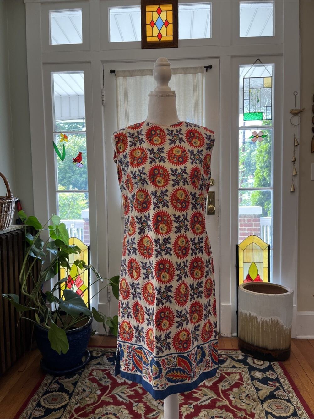 Vintage 50s 60s Handmade XS Floral Mini Summer Dress Mod MCM Retro Cotton Zip